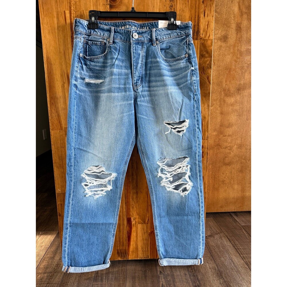 American Eagle Tomgirl Button Fly Jean Sz. 8 Regular NWT Aged Blue Traveler